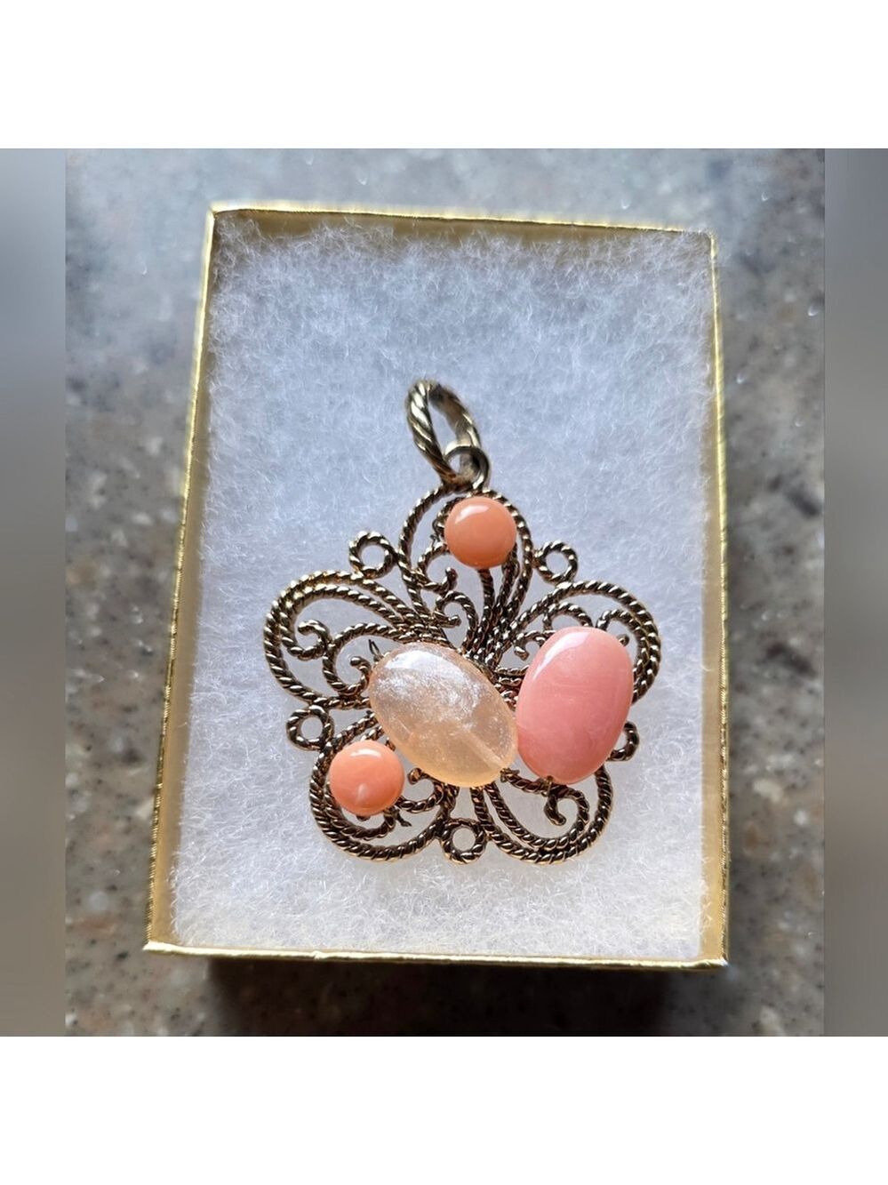 Vintage Gold and Peach Pendant